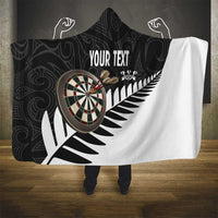 Personalised New Zealand Darts Hooded Blanket Silver Fern Aotearoa Maori Pattern - Polynesian Pride