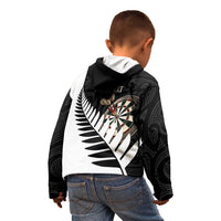 Personalised New Zealand Darts Kid Hoodie Silver Fern Aotearoa Maori Pattern - Polynesian Pride