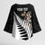 Personalised New Zealand Darts Kimono Sleeve Blouse Silver Fern Aotearoa Maori Pattern - Polynesian Pride