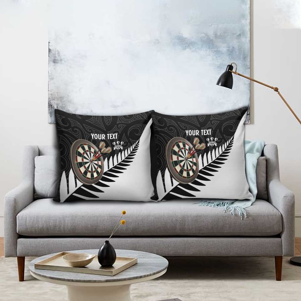Personalised New Zealand Darts Pillow Cover Silver Fern Aotearoa Maori Pattern - Polynesian Pride