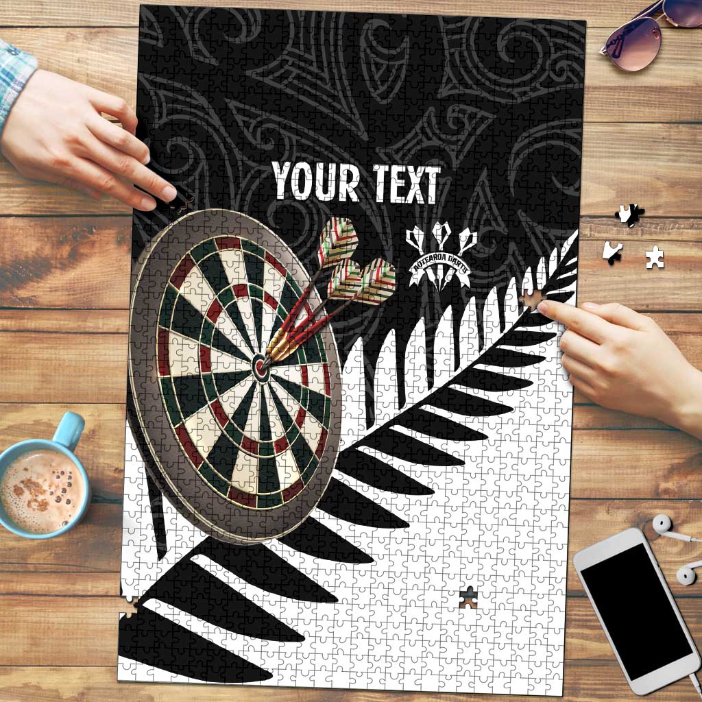 Personalised New Zealand Darts Puzzle Silver Fern Aotearoa Maori Pattern - Polynesian Pride