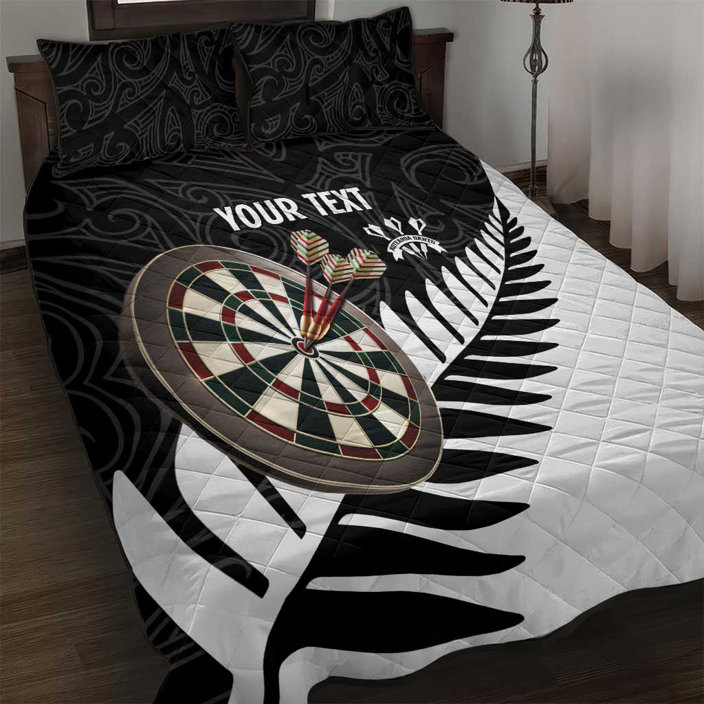 Personalised New Zealand Darts Quilt Bed Set Silver Fern Aotearoa Maori Pattern - Polynesian Pride