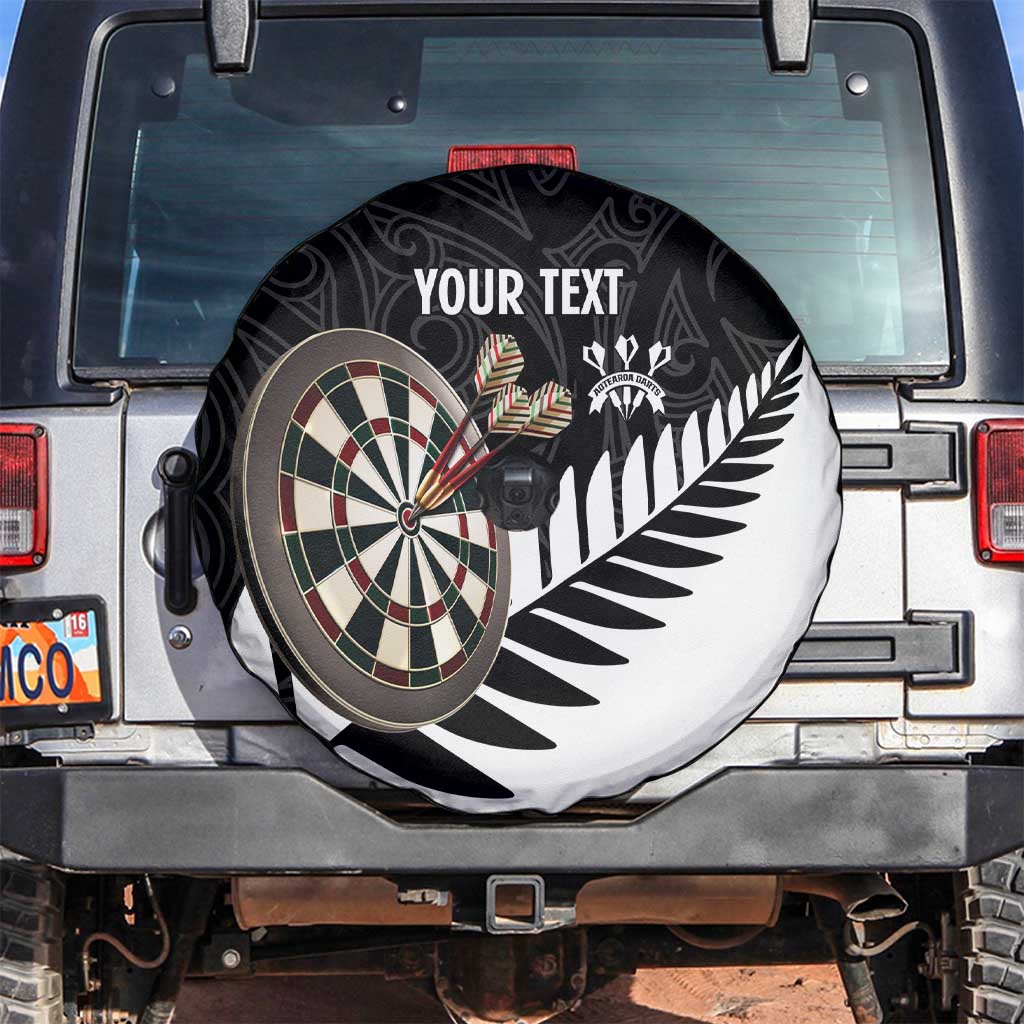Personalised New Zealand Darts Spare Tire Cover Silver Fern Aotearoa Maori Pattern - Polynesian Pride