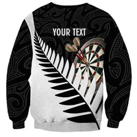 Personalised New Zealand Darts Sweatshirt Silver Fern Aotearoa Maori Pattern - Polynesian Pride
