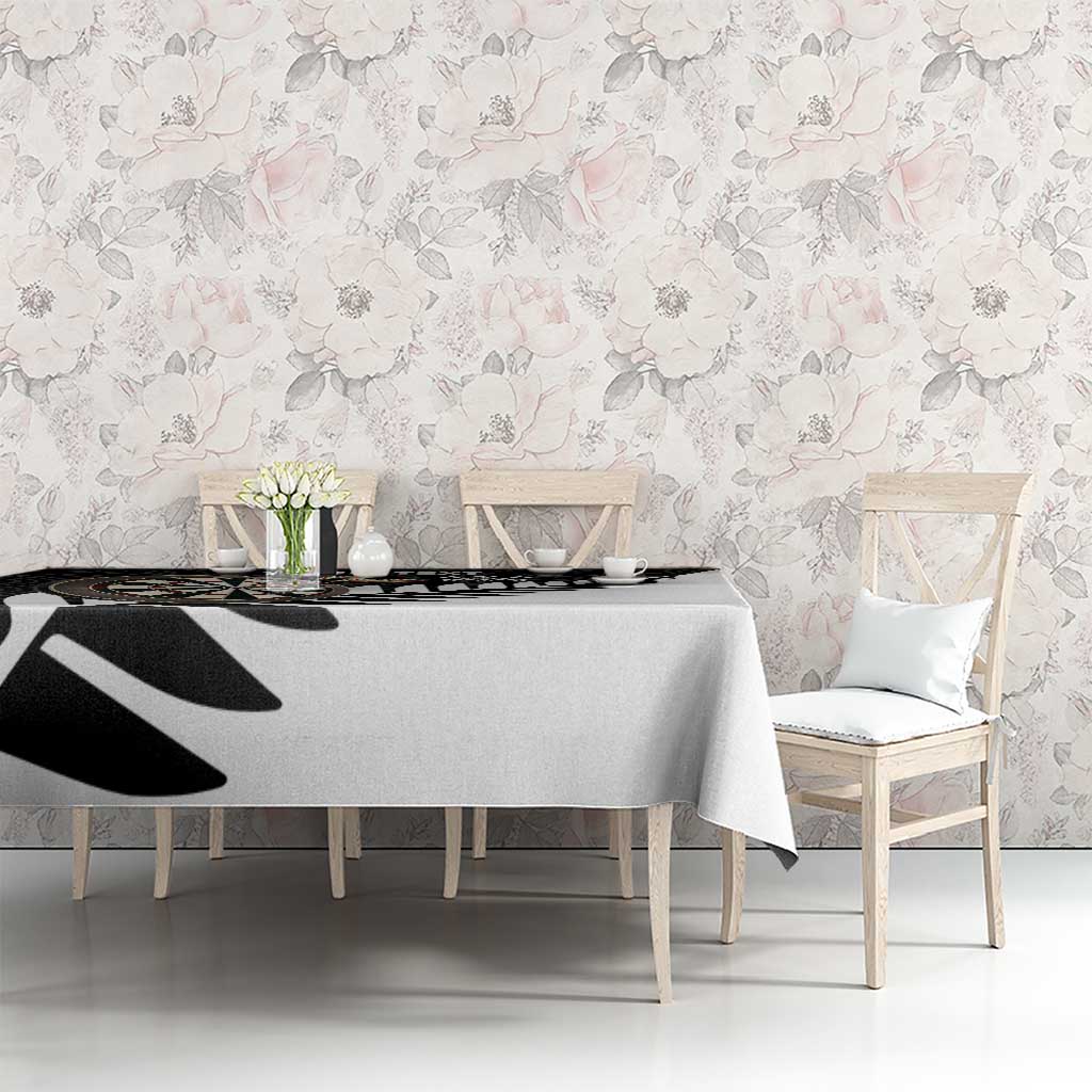 Personalised New Zealand Darts Tablecloth Silver Fern Aotearoa Maori Pattern - Polynesian Pride