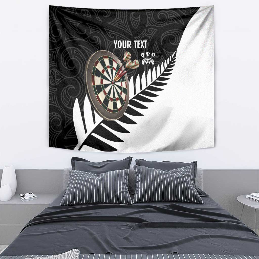 Personalised New Zealand Darts Tapestry Silver Fern Aotearoa Maori Pattern - Polynesian Pride