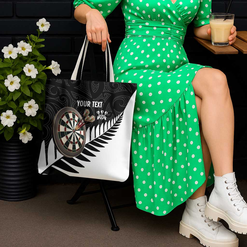 Personalised New Zealand Darts Tote Bag Silver Fern Aotearoa Maori Pattern - Polynesian Pride