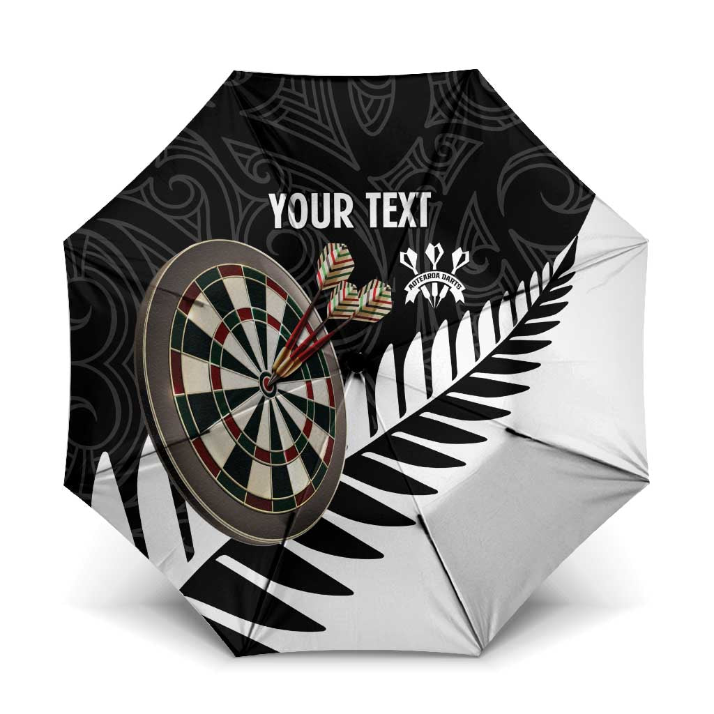 Personalised New Zealand Darts Umbrella Silver Fern Aotearoa Maori Pattern - Polynesian Pride