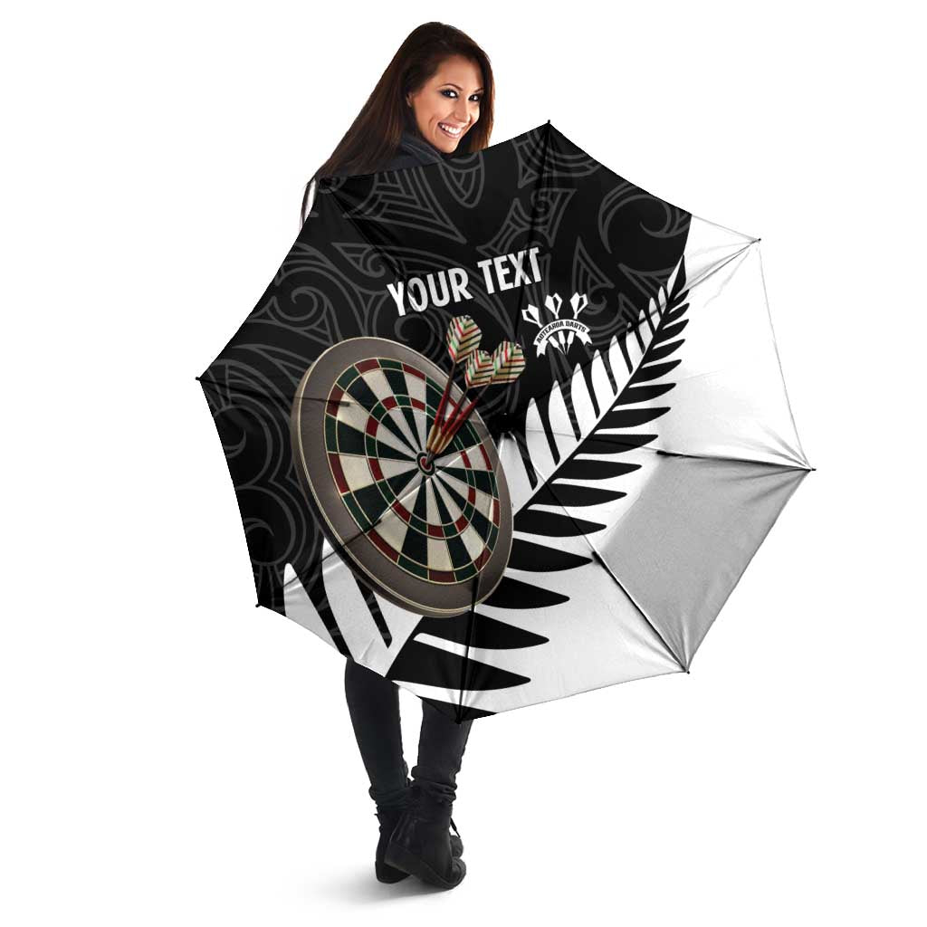 Personalised New Zealand Darts Umbrella Silver Fern Aotearoa Maori Pattern - Polynesian Pride