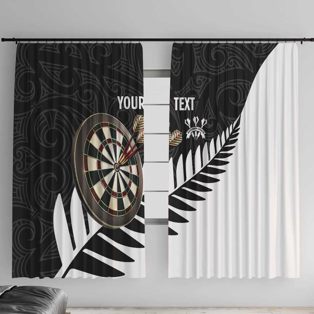 Personalised New Zealand Darts Window Curtain Silver Fern Aotearoa Maori Pattern - Polynesian Pride
