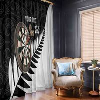 Personalised New Zealand Darts Window Curtain Silver Fern Aotearoa Maori Pattern - Polynesian Pride