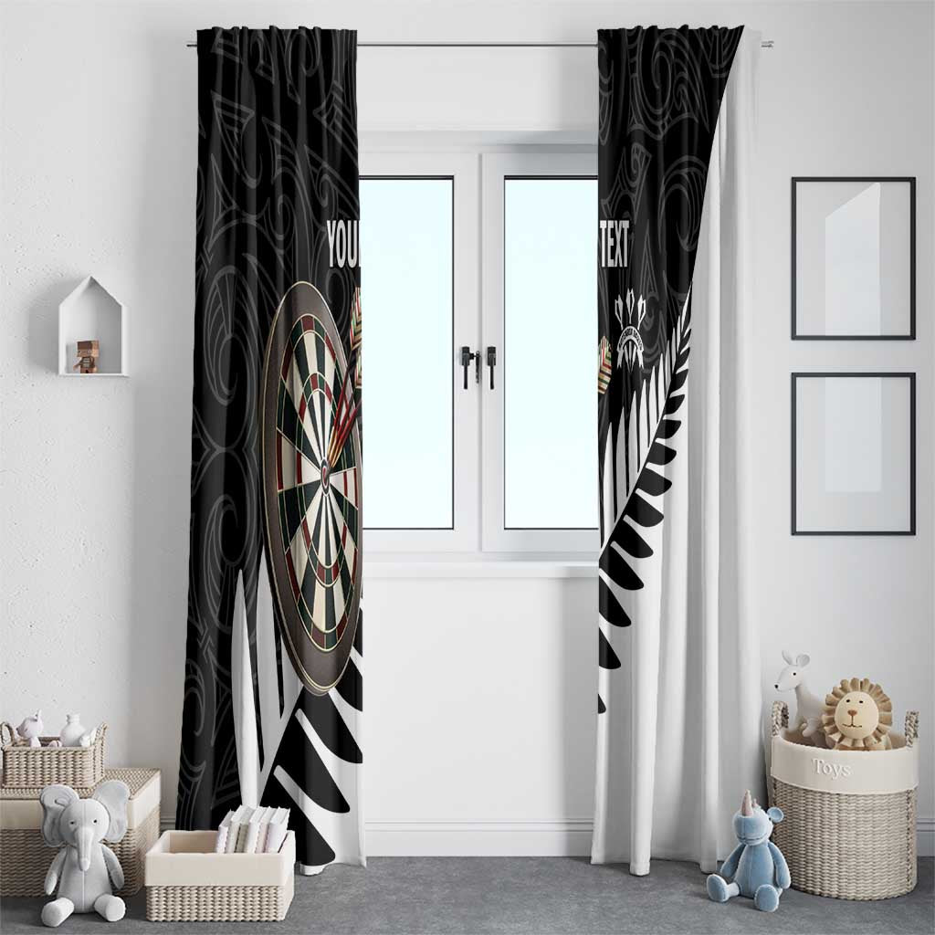 Personalised New Zealand Darts Window Curtain Silver Fern Aotearoa Maori Pattern - Polynesian Pride