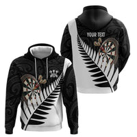 Personalised New Zealand Darts Zip Hoodie Silver Fern Aotearoa Maori Pattern - Polynesian Pride