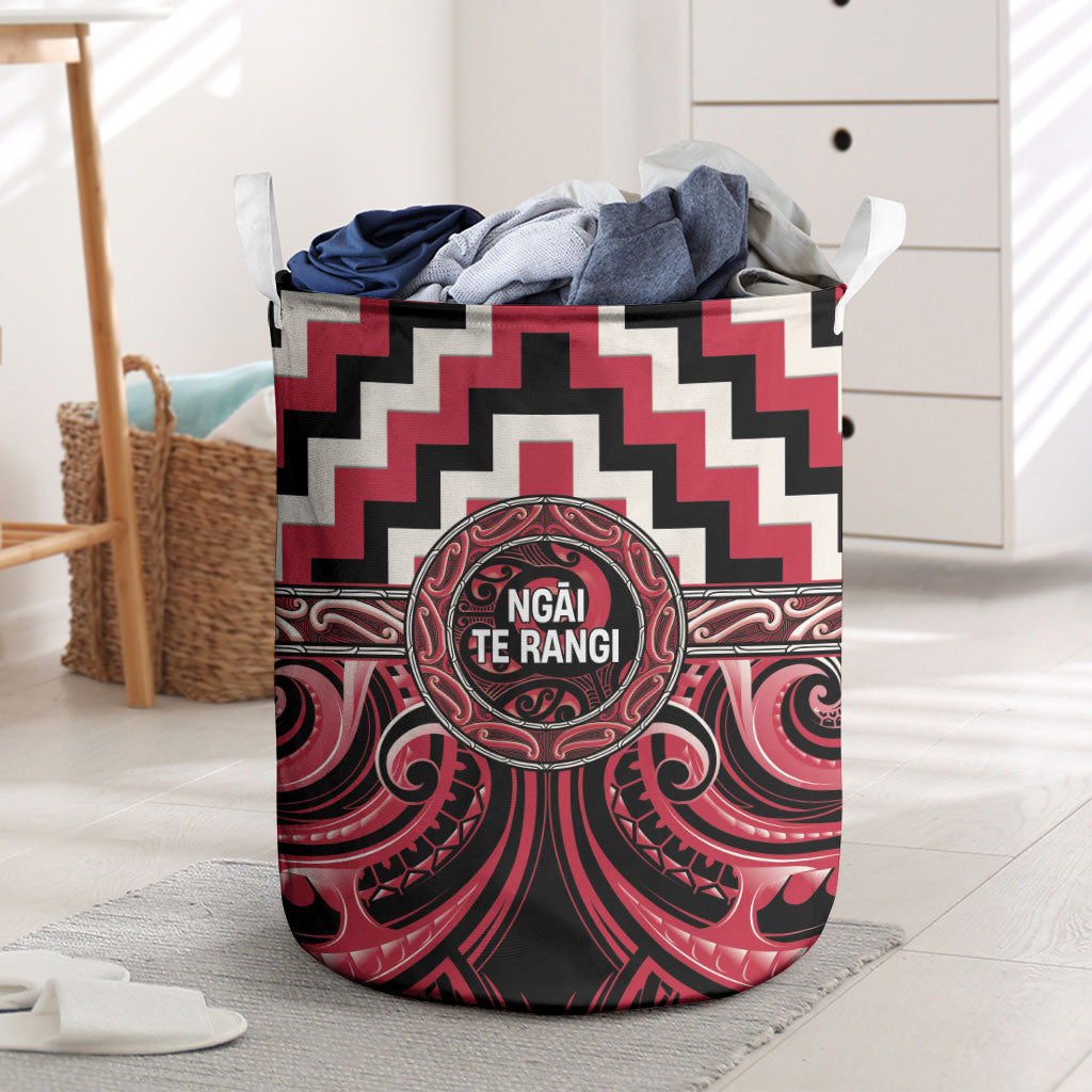 Aotearoa Ngai Te Rangi Laundry Basket Maori Iwi Poutama Puhoro Tattoo LT14 Red - Polynesian Pride