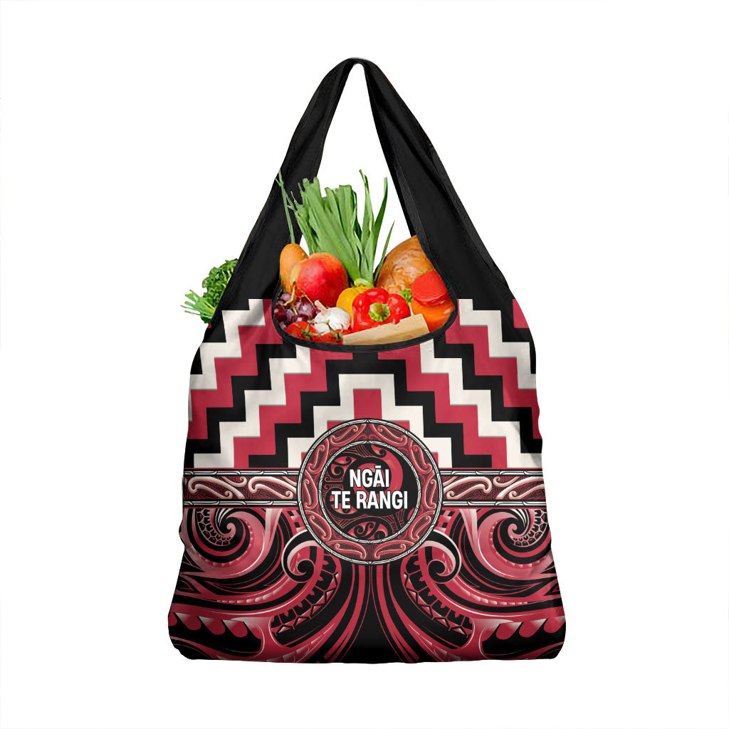 Aotearoa Ngai Te Rangi Grocery Bag Maori Iwi Poutama Puhoro Tattoo LT14 1-pack One Size Red - Polynesian Pride