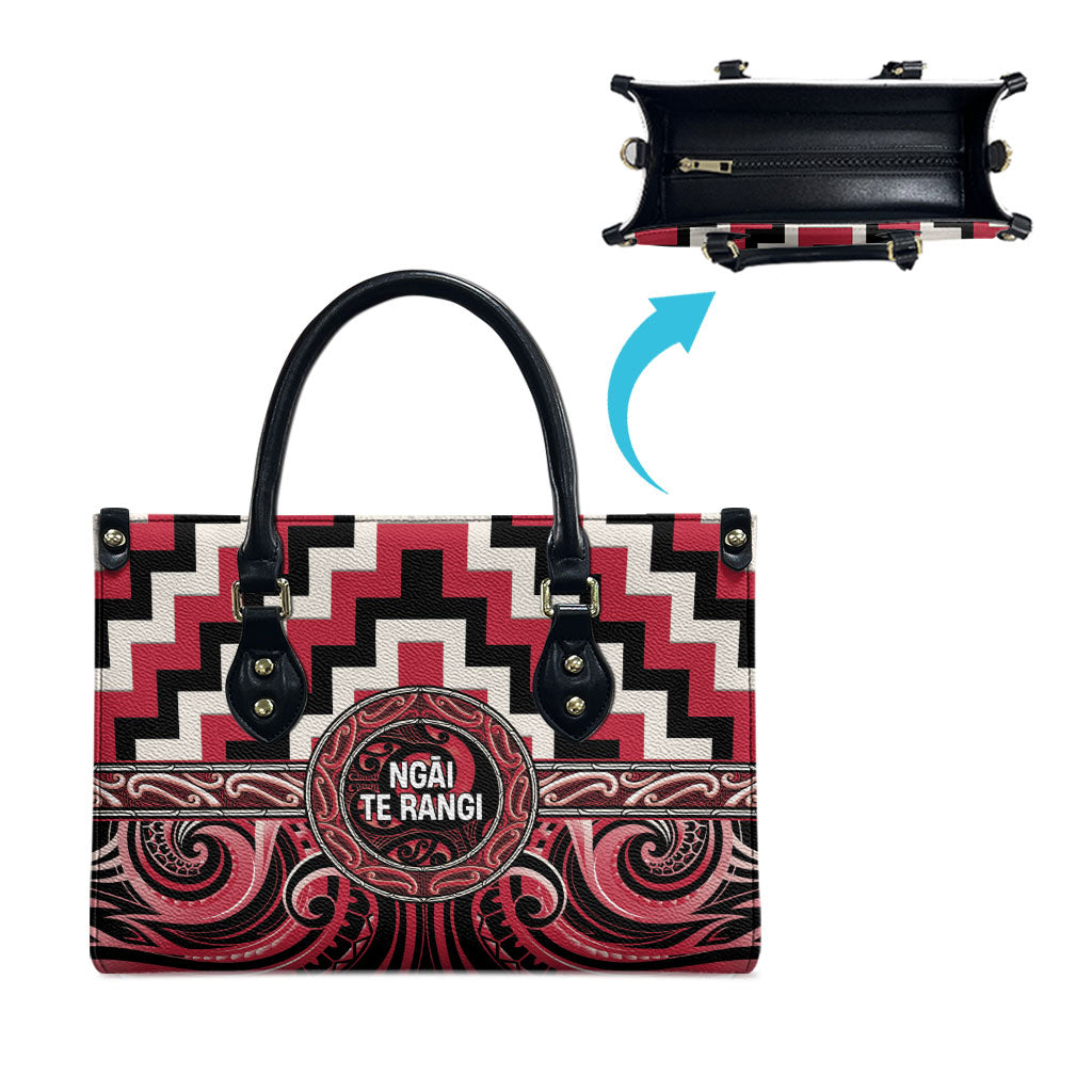 Aotearoa Ngai Te Rangi Leather Bag Maori Iwi Poutama Puhoro Tattoo LT14 - Polynesian Pride