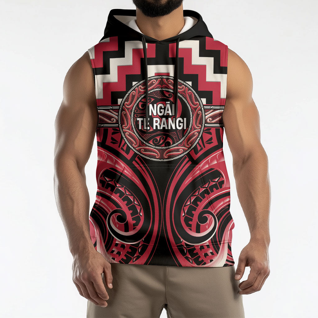 Aotearoa Ngai Te Rangi Personalised Sleeveless Hoodie Maori Iwi Poutama Puhoro Tattoo LT14 - Polynesian Pride