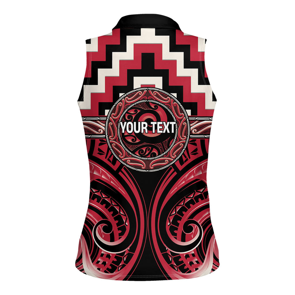 Aotearoa Ngai Te Rangi Personalised Women Sleeveless Polo Shirt Maori Iwi Poutama Puhoro Tattoo LT14 - Polynesian Pride