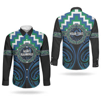 Aotearoa Ngati Ranginui Personalised Couples Matching Off Shoulder Short Dress and Long Sleeve Button Shirt Maori Iwi Poutama Puhoro Tattoo LT14 - Polynesian Pride