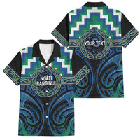 Aotearoa Ngati Ranginui Personalised Family Matching Puletasi and Hawaiian Shirt Maori Iwi Poutama Puhoro Tattoo LT14 Dad's Shirt - Short Sleeve Green - Polynesian Pride