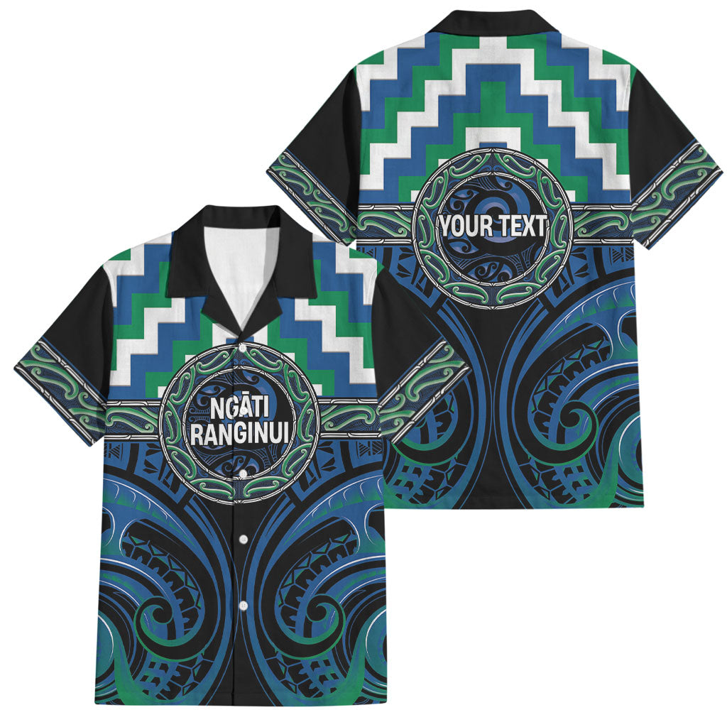 Aotearoa Ngati Ranginui Personalised Family Matching Short Sleeve Bodycon Dress and Hawaiian Shirt Maori Iwi Poutama Puhoro Tattoo LT14 Dad's Shirt - Short Sleeve Green - Polynesian Pride