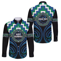 Aotearoa Ngati Ranginui Personalised Family Matching Summer Maxi Dress and Hawaiian Shirt Maori Iwi Poutama Puhoro Tattoo LT14 Dad's Shirt - Long Sleeve Green - Polynesian Pride