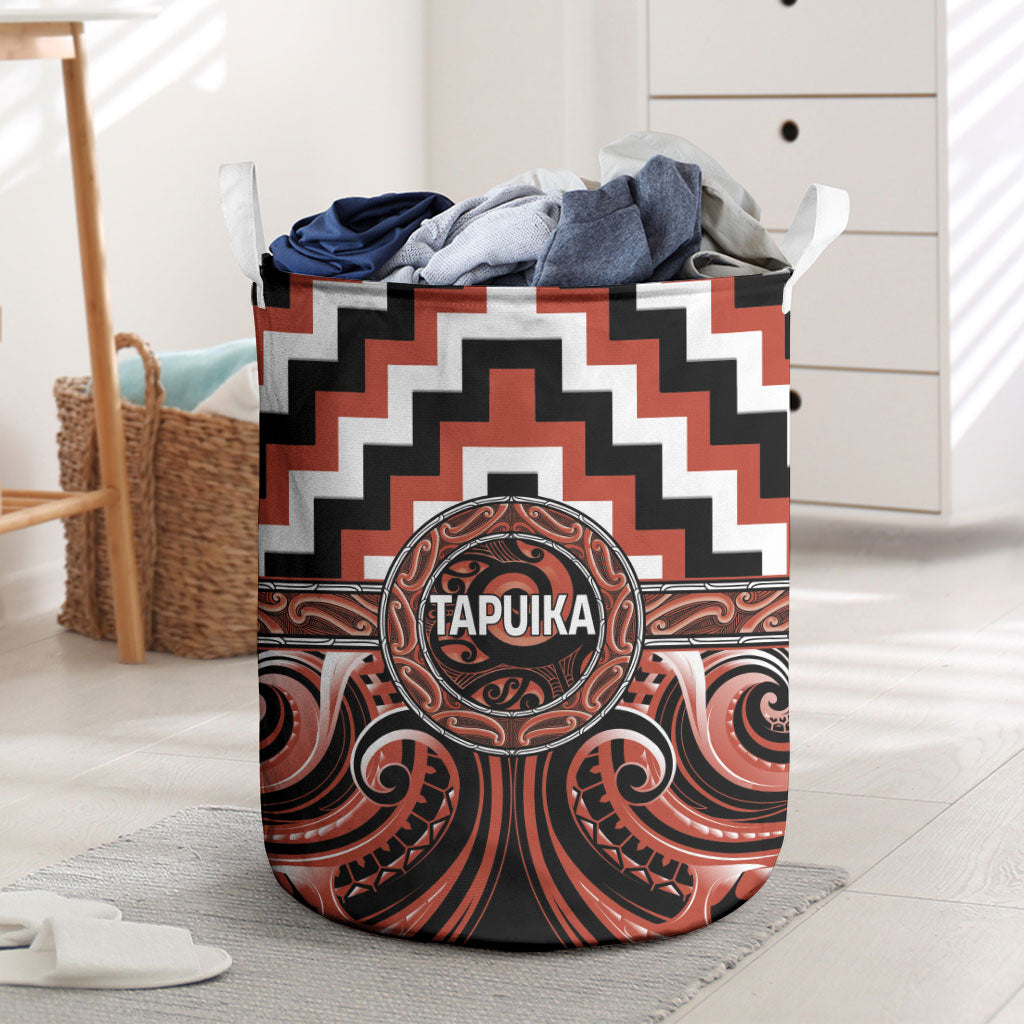 Aotearoa Tapuika Laundry Basket Maori Iwi Poutama Puhoro Tattoo LT14 Red - Polynesian Pride
