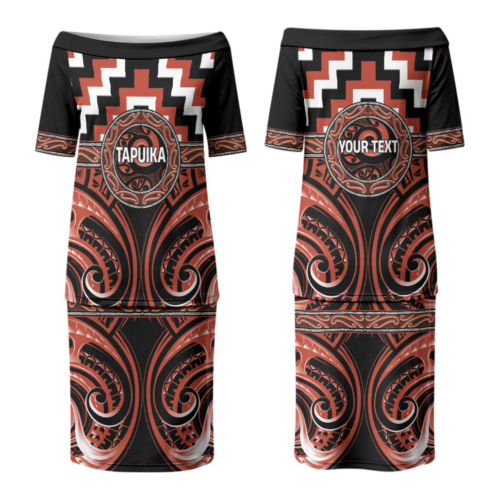 Aotearoa Tapuika Personalised Couples Matching Puletasi and Long Sleeve Button Shirt Maori Iwi Poutama Puhoro Tattoo LT14 - Polynesian Pride
