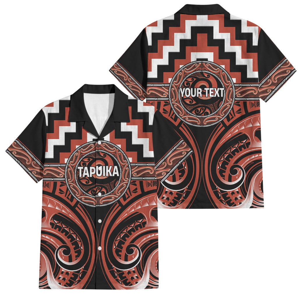 Aotearoa Tapuika Personalised Family Matching Off Shoulder Short Dress and Hawaiian Shirt Maori Iwi Poutama Puhoro Tattoo LT14 Dad's Shirt - Short Sleeve Red - Polynesian Pride