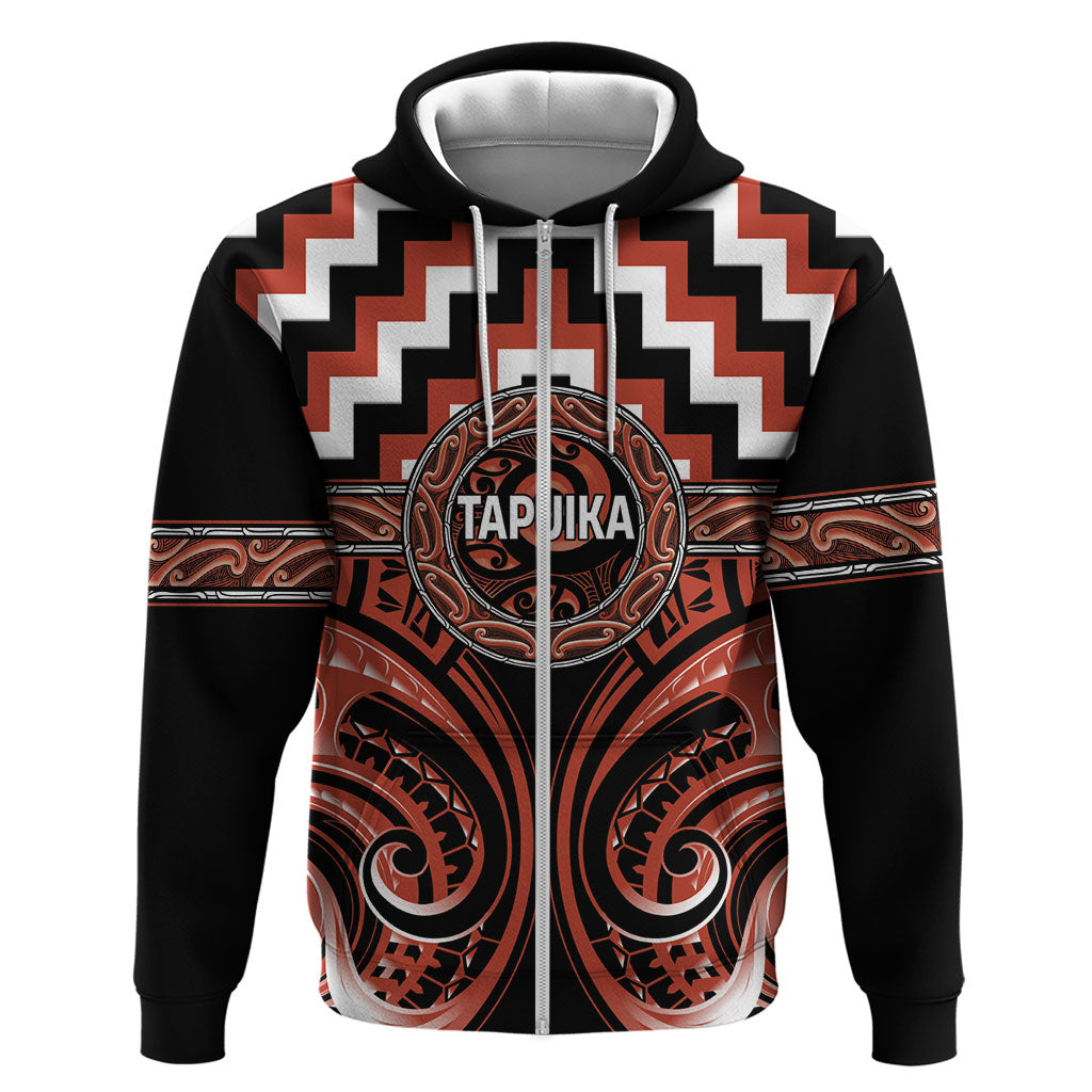 Aotearoa Tapuika Personalised Hoodie Maori Iwi Poutama Puhoro Tattoo LT14 Zip Hoodie Red - Polynesian Pride