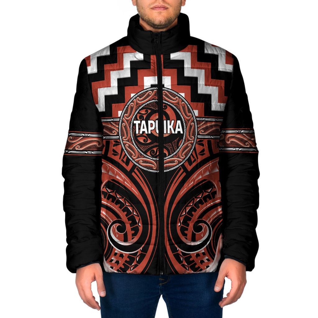 Aotearoa Tapuika Personalised Padded Jacket Maori Iwi Poutama Puhoro Tattoo LT14 Men Red - Polynesian Pride