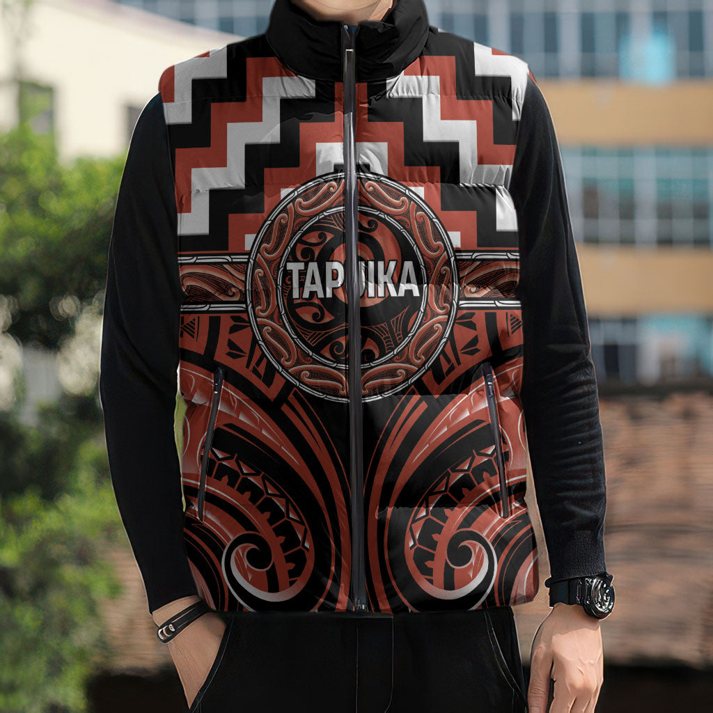 Aotearoa Tapuika Personalised Sleeveless Puffer Jacket Maori Iwi Poutama Puhoro Tattoo LT14 - Polynesian Pride