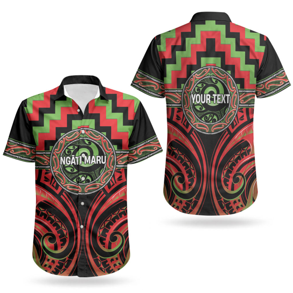 Aotearoa Ngati Maru Personalised Couples Matching Off Shoulder Short Dress and Hawaiian Shirt Maori Iwi Poutama Puhoro Tattoo LT14 - Polynesian Pride