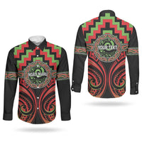 Aotearoa Ngati Maru Personalised Couples Matching Tank Maxi Dress and Long Sleeve Button Shirt Maori Iwi Poutama Puhoro Tattoo LT14 - Polynesian Pride