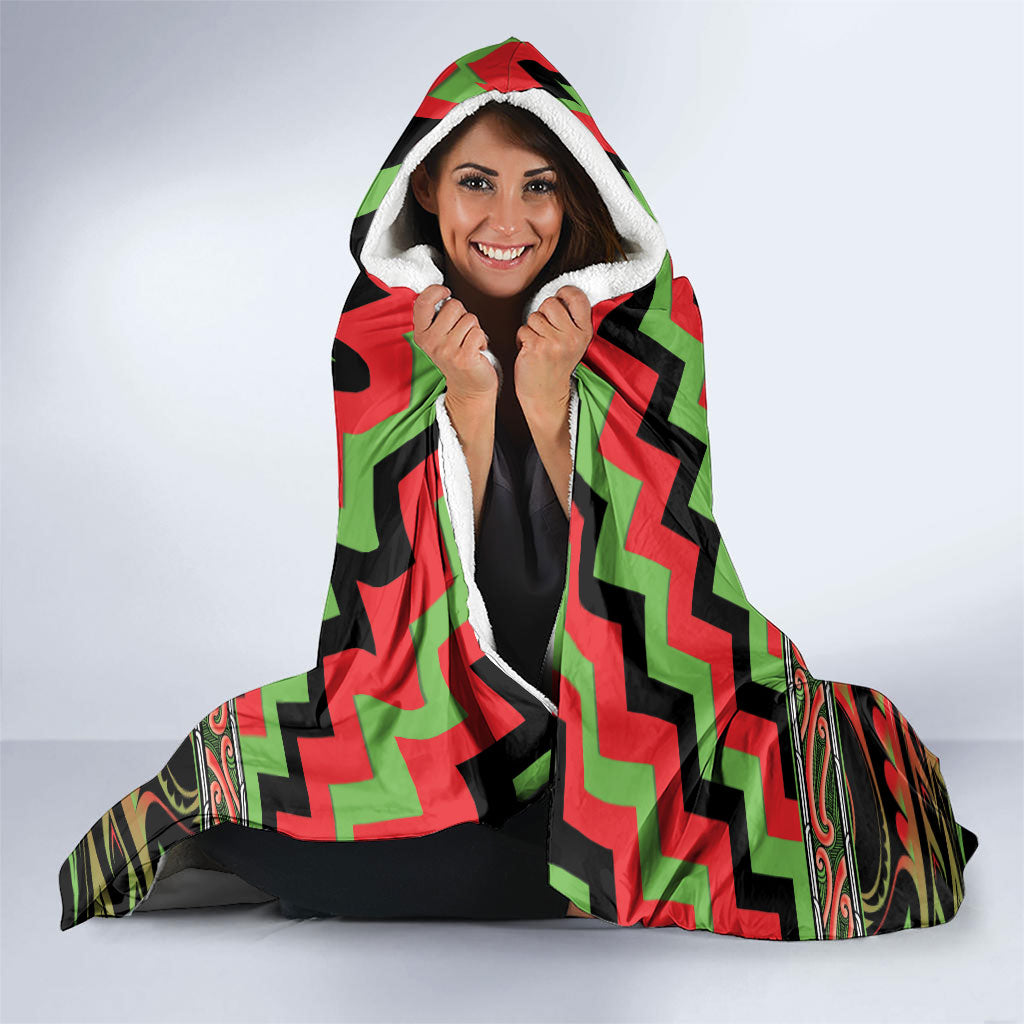 Aotearoa Ngati Maru Hooded Blanket Maori Iwi Poutama Puhoro Tattoo LT14 - Polynesian Pride