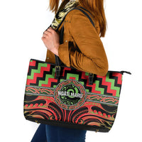 Aotearoa Ngati Maru Leather Tote Bag Maori Iwi Poutama Puhoro Tattoo LT14 Red - Polynesian Pride