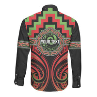 Aotearoa Ngati Maru Personalised Long Sleeve Button Shirt Maori Iwi Poutama Puhoro Tattoo LT14 - Polynesian Pride