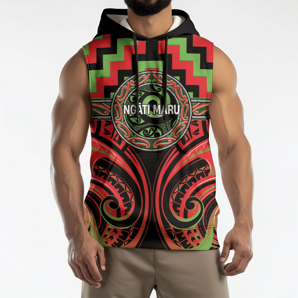 Aotearoa Ngati Maru Personalised Sleeveless Hoodie Maori Iwi Poutama Puhoro Tattoo LT14 - Polynesian Pride