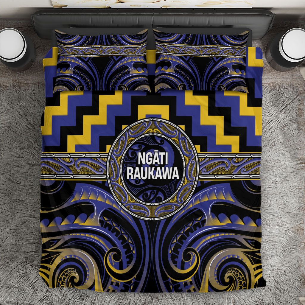 Aotearoa Ngati Raukawa Bedding Set Maori Iwi Poutama Puhoro Tattoo LT14 Blue - Polynesian Pride