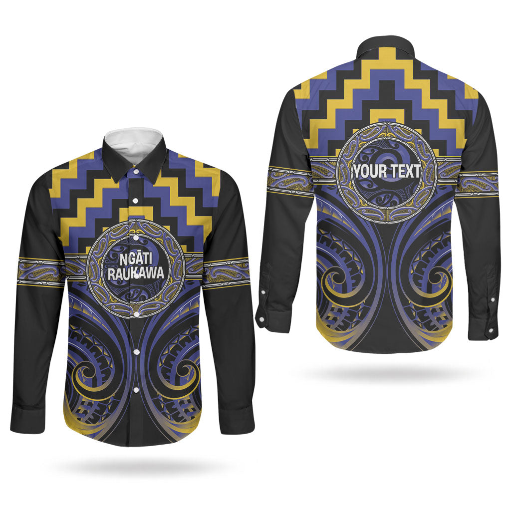 Aotearoa Ngati Raukawa Personalised Couples Matching Off The Shoulder Long Sleeve Dress and Long Sleeve Button Shirt Maori Iwi Poutama Puhoro Tattoo LT14 - Polynesian Pride