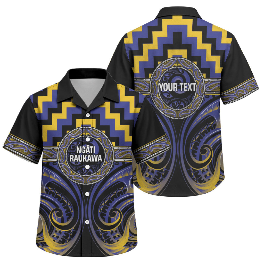 Aotearoa Ngati Raukawa Personalised Family Matching Summer Maxi Dress and Hawaiian Shirt Maori Iwi Poutama Puhoro Tattoo LT14 Son's Shirt Blue - Polynesian Pride