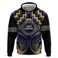 Aotearoa Ngati Raukawa Personalised Hoodie Maori Iwi Poutama Puhoro Tattoo LT14 Pullover Hoodie Blue - Polynesian Pride