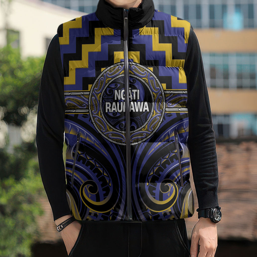 Aotearoa Ngati Raukawa Personalised Sleeveless Puffer Jacket Maori Iwi Poutama Puhoro Tattoo LT14 - Polynesian Pride