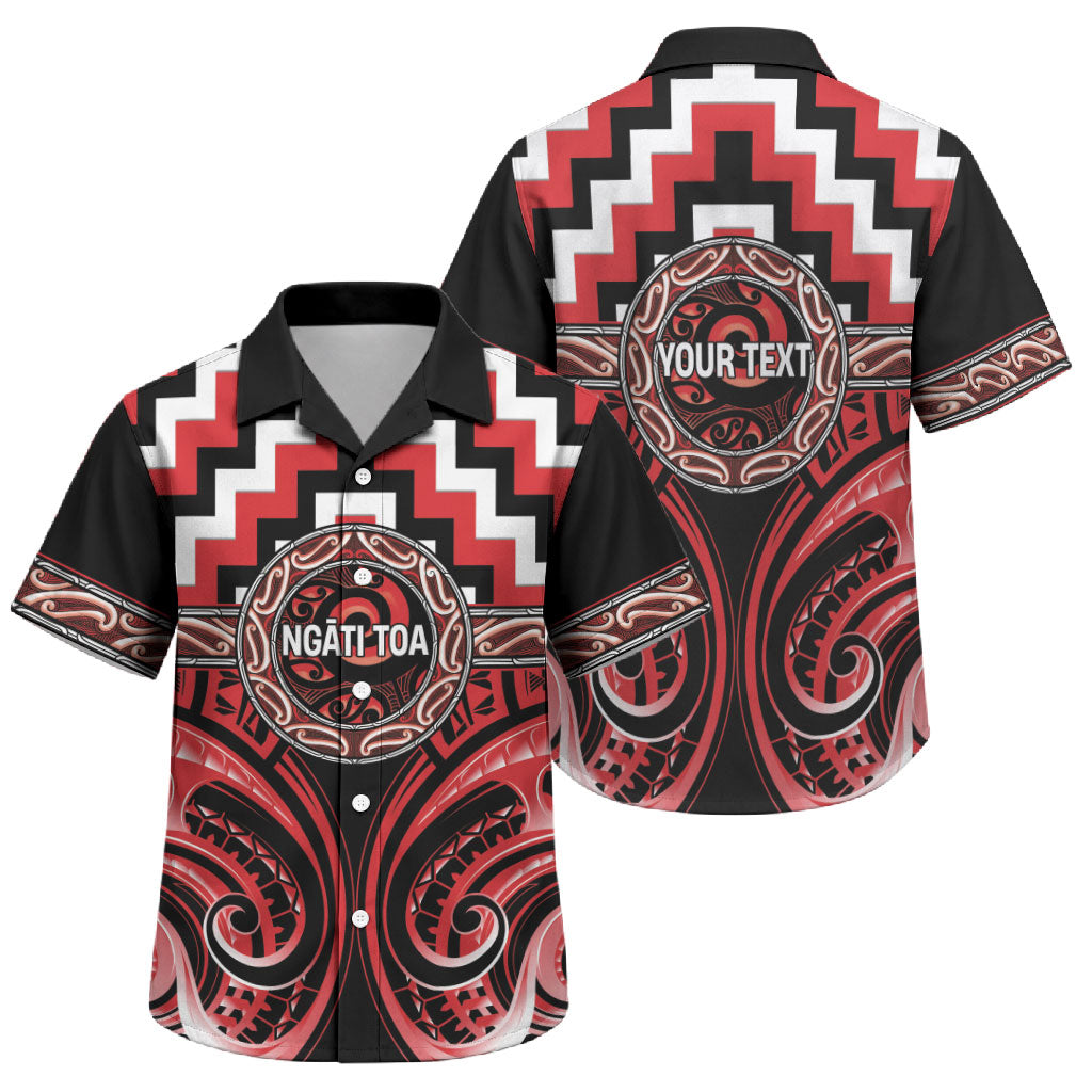Aotearoa Ngati Toa Personalised Family Matching Off Shoulder Maxi Dress and Hawaiian Shirt Maori Iwi Poutama Puhoro Tattoo LT14 Son's Shirt Red - Polynesian Pride