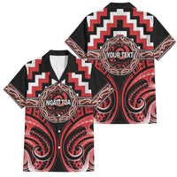Aotearoa Ngati Toa Personalised Family Matching Puletasi and Hawaiian Shirt Maori Iwi Poutama Puhoro Tattoo LT14 Dad's Shirt - Short Sleeve Red - Polynesian Pride