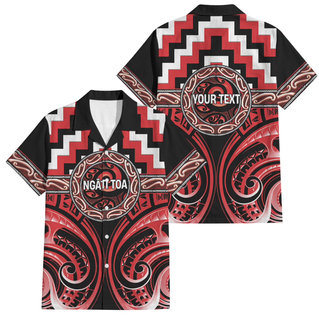 Aotearoa Ngati Toa Personalised Family Matching Short Sleeve Bodycon Dress and Hawaiian Shirt Maori Iwi Poutama Puhoro Tattoo LT14 Dad's Shirt - Short Sleeve Red - Polynesian Pride
