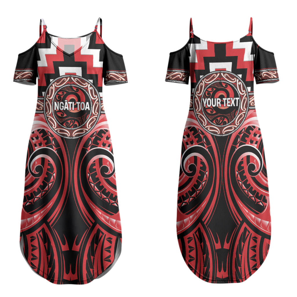Aotearoa Ngati Toa Personalised Family Matching Summer Maxi Dress and Hawaiian Shirt Maori Iwi Poutama Puhoro Tattoo LT14 Mom's Dress Red - Polynesian Pride