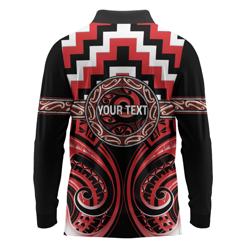 Aotearoa Ngati Toa Personalised Long Sleeve Polo Shirt Maori Iwi Poutama Puhoro Tattoo LT14 - Polynesian Pride