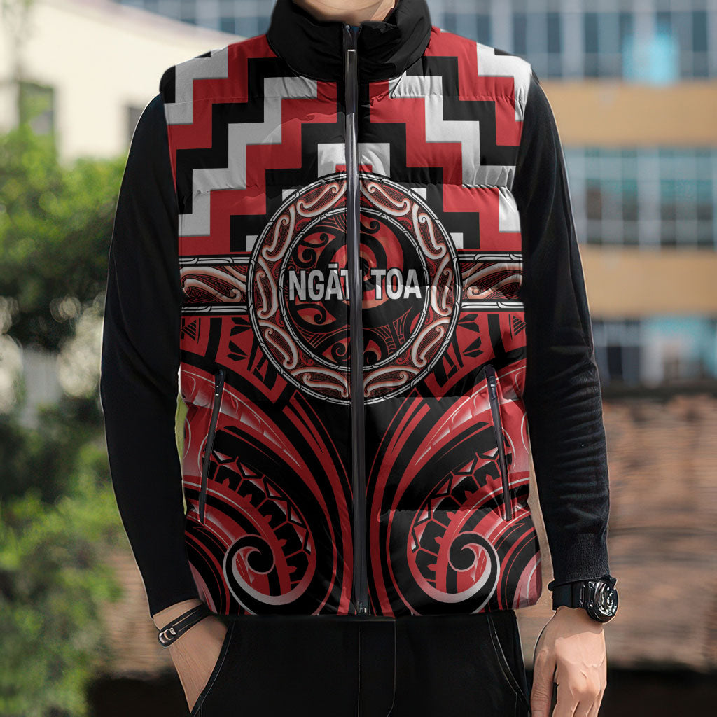 Aotearoa Ngati Toa Personalised Sleeveless Puffer Jacket Maori Iwi Poutama Puhoro Tattoo LT14 - Polynesian Pride