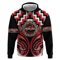 Aotearoa Ngati Toa Personalised Zip Hoodie Maori Iwi Poutama Puhoro Tattoo LT14 Pullover Hoodie Red - Polynesian Pride